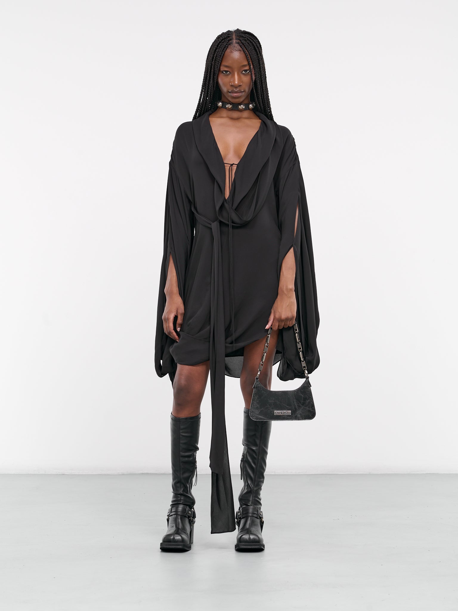 Draped Mini Dress (A20681-BLACK)