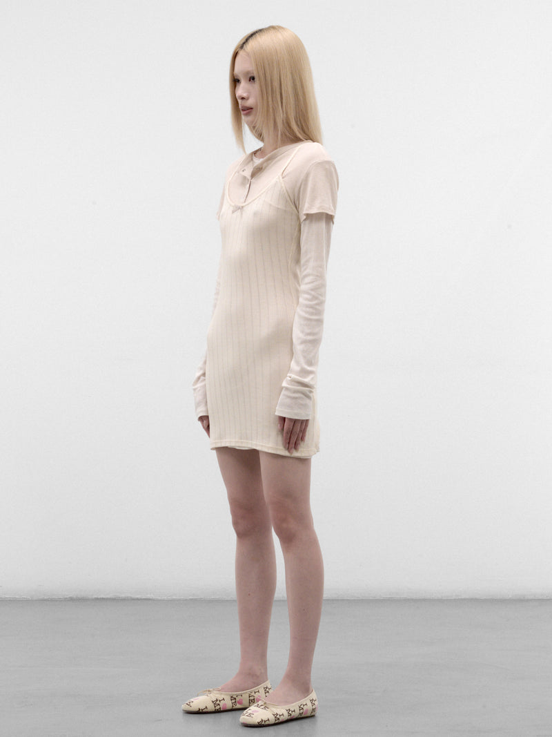 Ivory Layered Knit Mini Dress (A20969-6D8102-WHITE-OFF-WHITE)