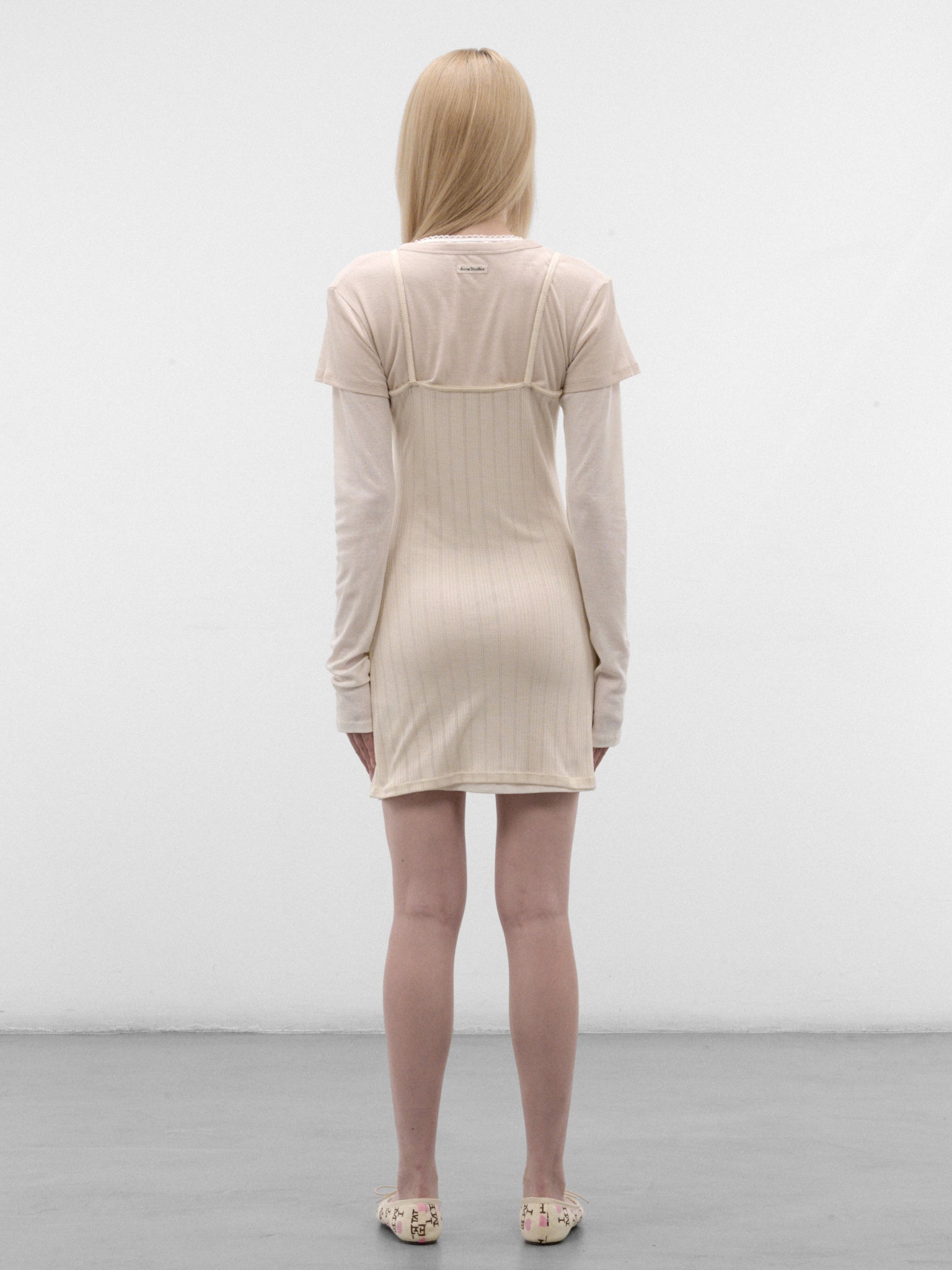 Ivory Layered Knit Mini Dress (A20969-6D8102-WHITE-OFF-WHITE)