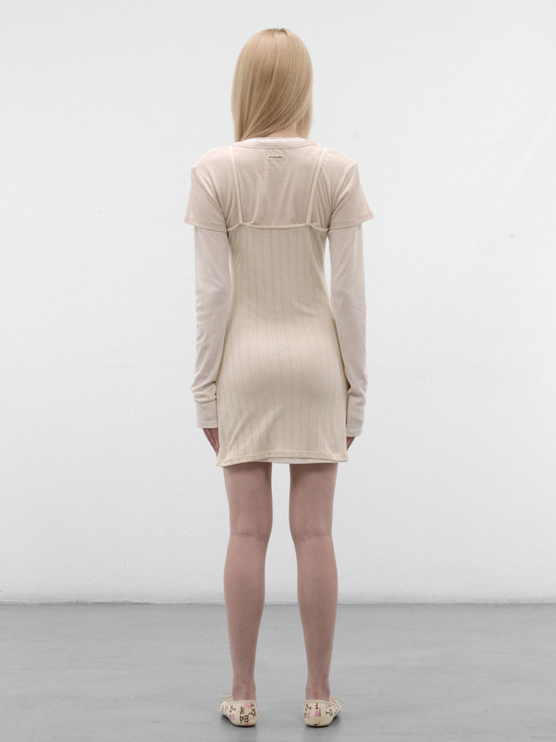 Ivory Layered Knit Mini Dress (A20969-6D8102-WHITE-OFF-WHITE)