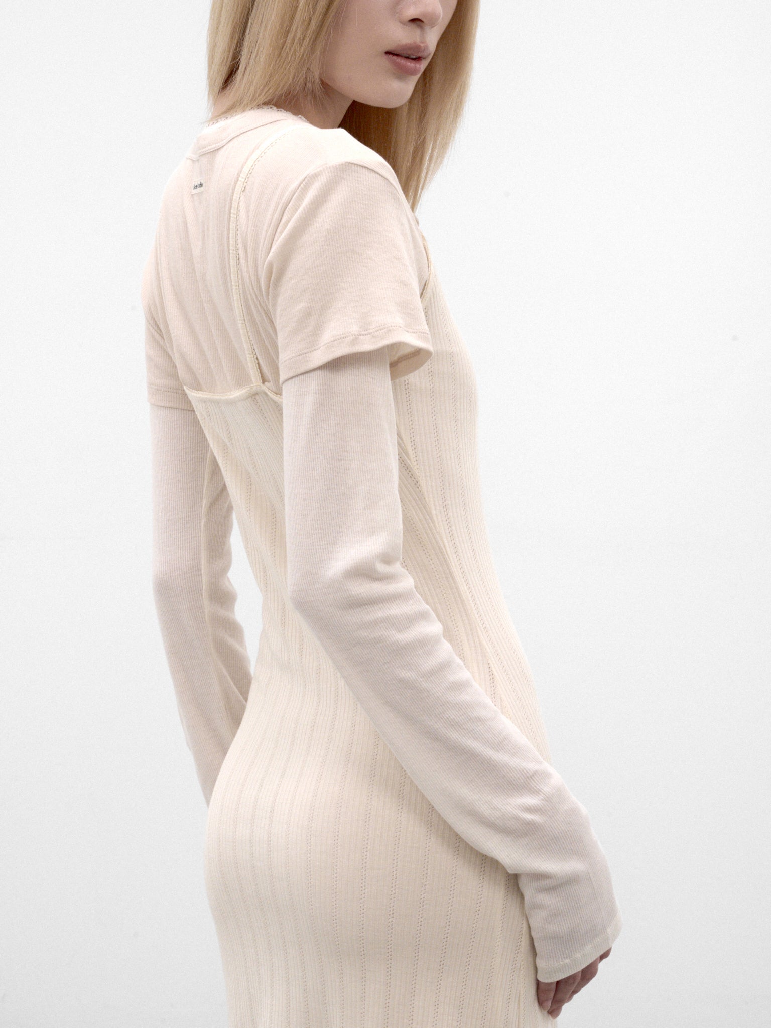 Ivory Layered Knit Mini Dress (A20969-6D8102-WHITE-OFF-WHITE)