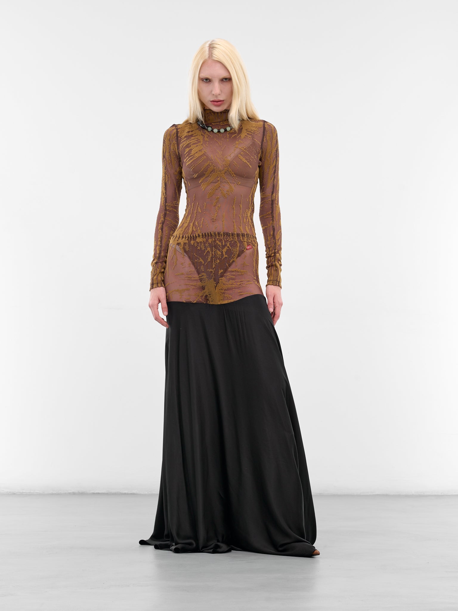 Black O-Garcia Paneled Maxi Skirt (A21329-0PKBL-9XX-BLACK)