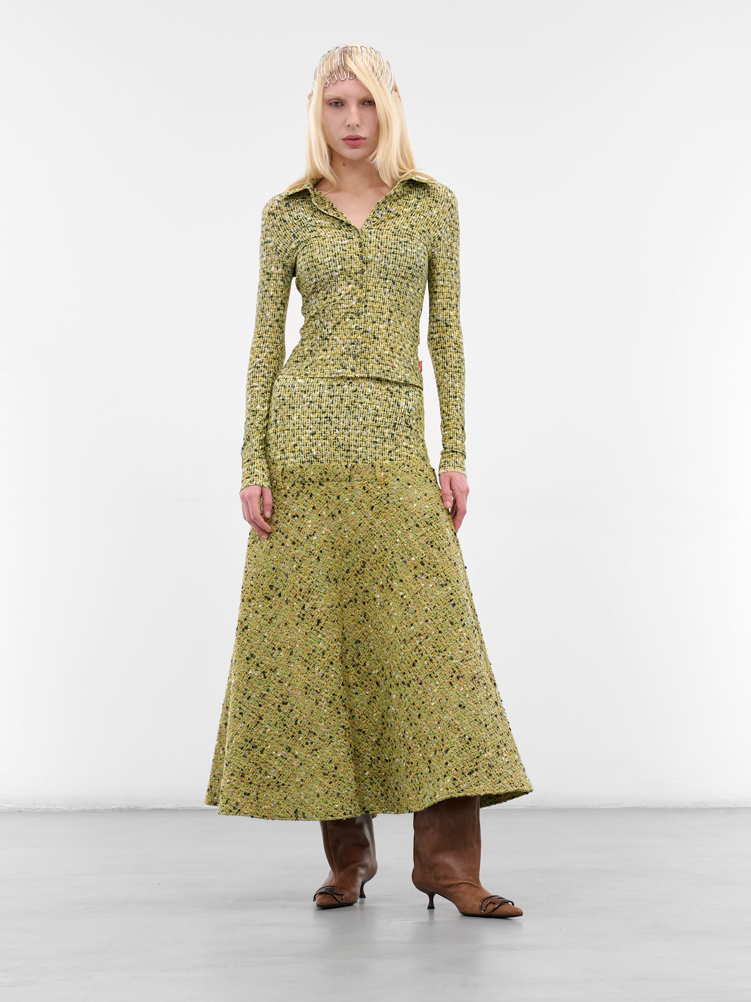 Yellow O-Grace-Mix Layered Skirt (A21488-0QMBQ-5CGA-YELLOW)