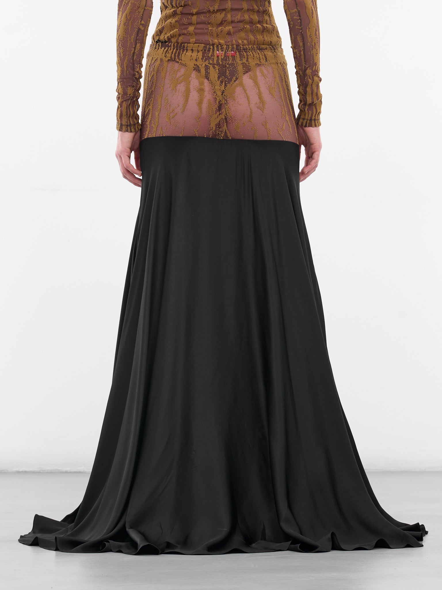 Black O-Garcia Paneled Maxi Skirt (A21329-0PKBL-9XX-BLACK)