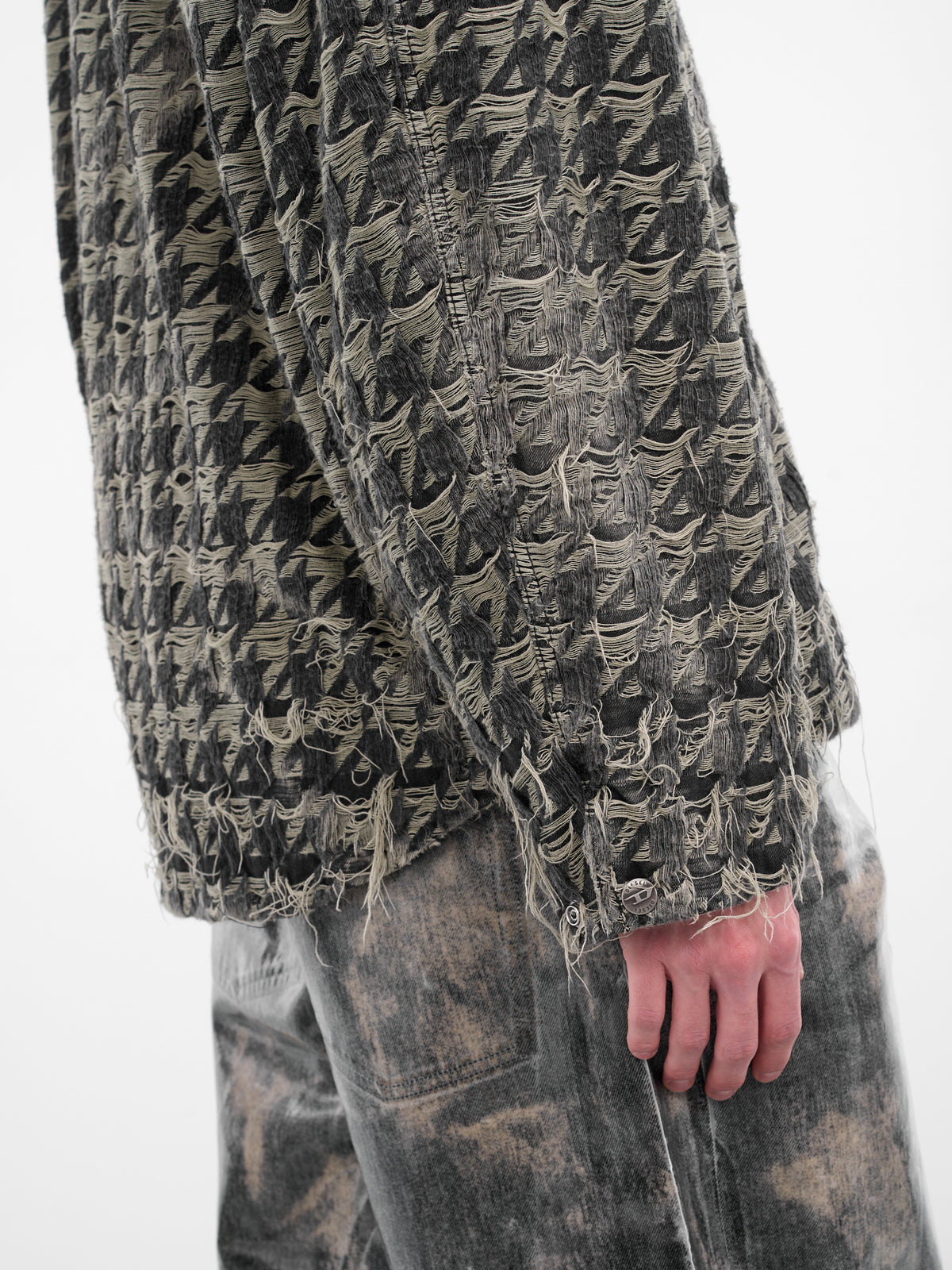 Black De-Elmo-Fsh Laser Houndstooth Jacket (A21351-0CEBJ-02-BLACK-DENIM)