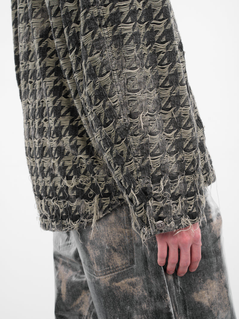 Black De-Elmo-Fsh Laser Houndstooth Jacket (A21351-0CEBJ-02-BLACK-DENIM)