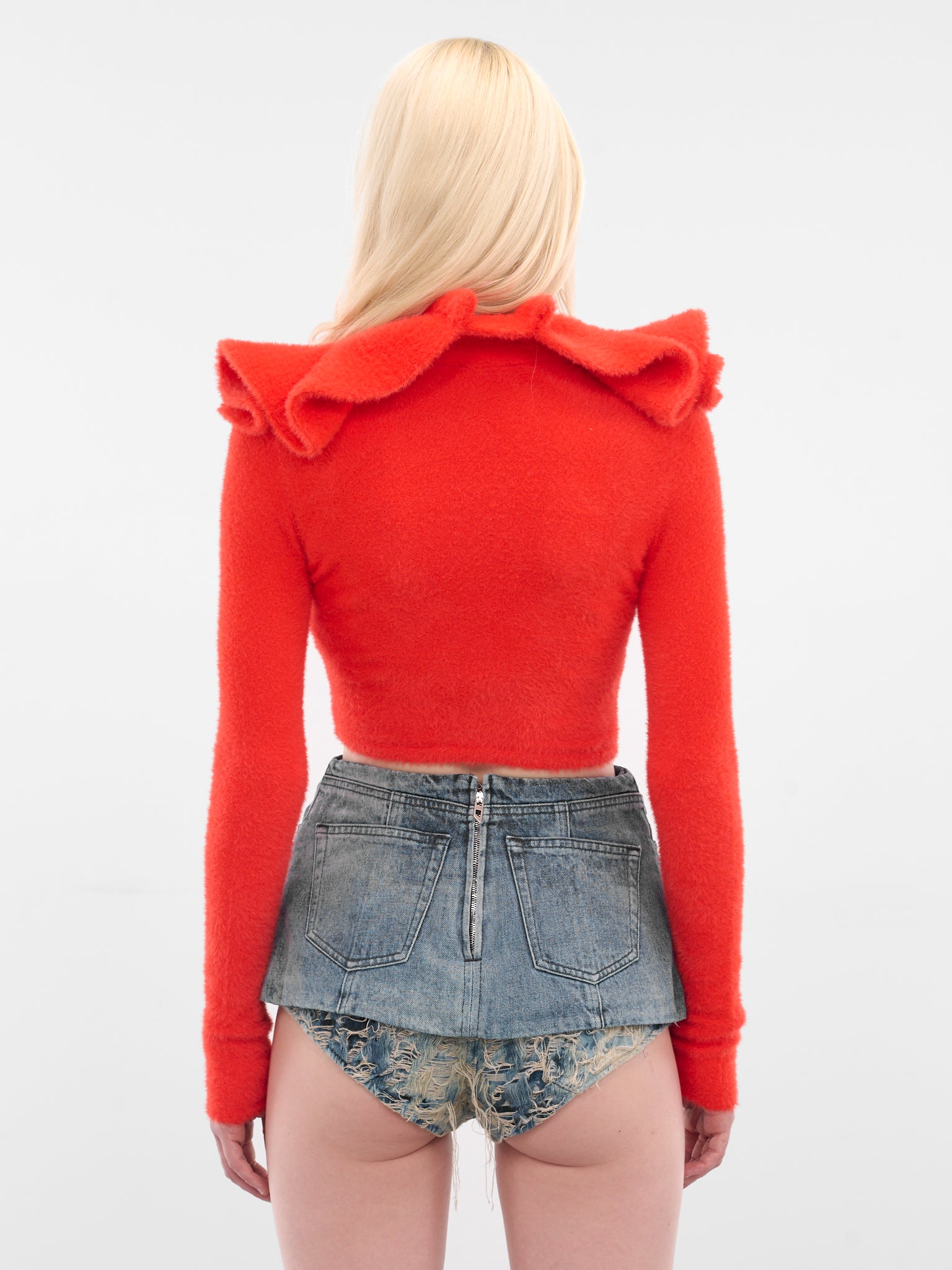Red M-Inge Ruffled Knit Top (A21448-0CECX-38L-RED)