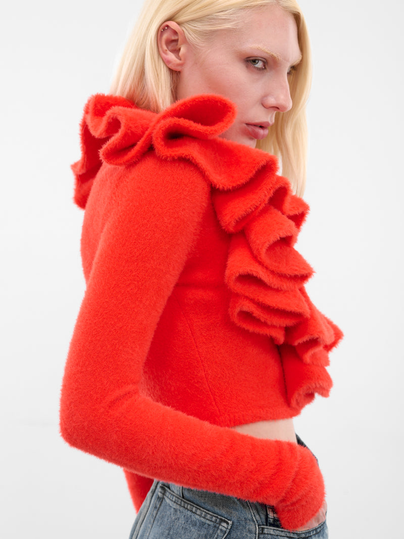 Red M-Inge Ruffled Knit Top (A21448-0CECX-38L-RED)