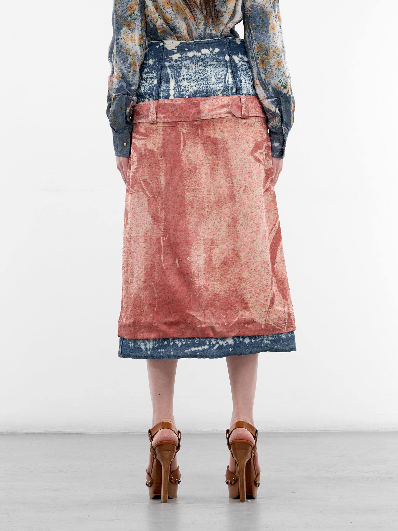 O-Ssido Hybrid Trompe L'oeil Skirt (A22297-0JMCC-38WA-SCARLET)