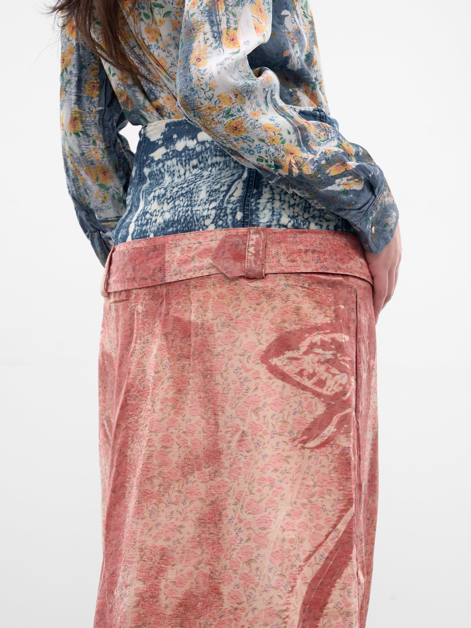 O-Ssido Hybrid Trompe L'oeil Skirt (A22297-0JMCC-38WA-SCARLET)