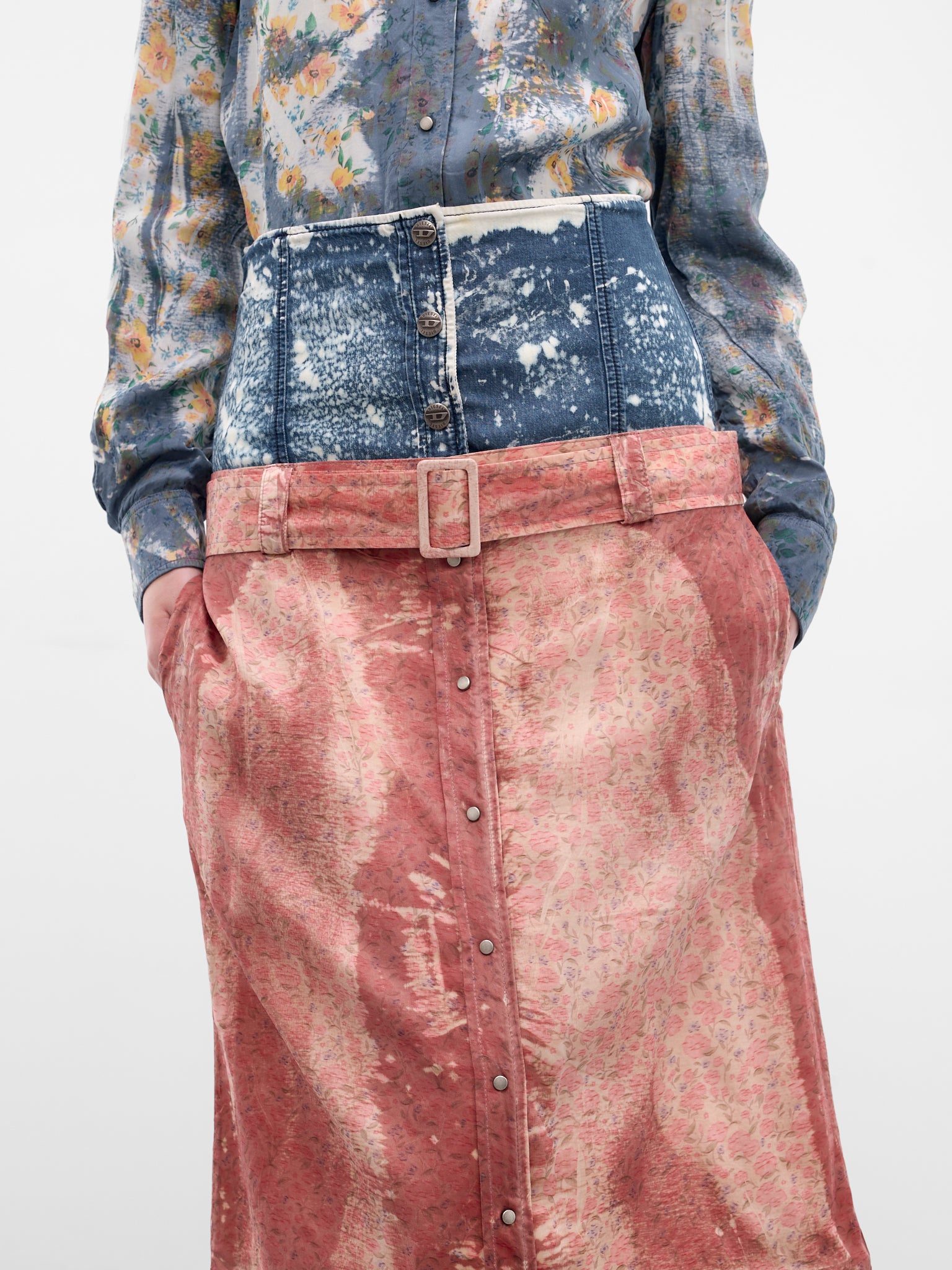 O-Ssido Hybrid Trompe L'oeil Skirt (A22297-0JMCC-38WA-SCARLET)