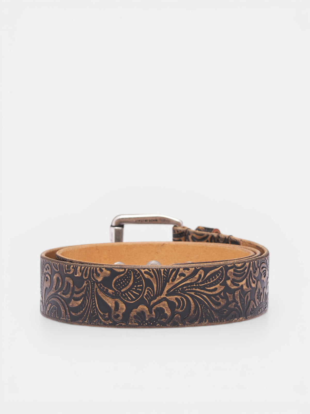 Black Vintage Paisley Leather Belt (A2268BP-PAISLEY-BLACK-VINTAGE)