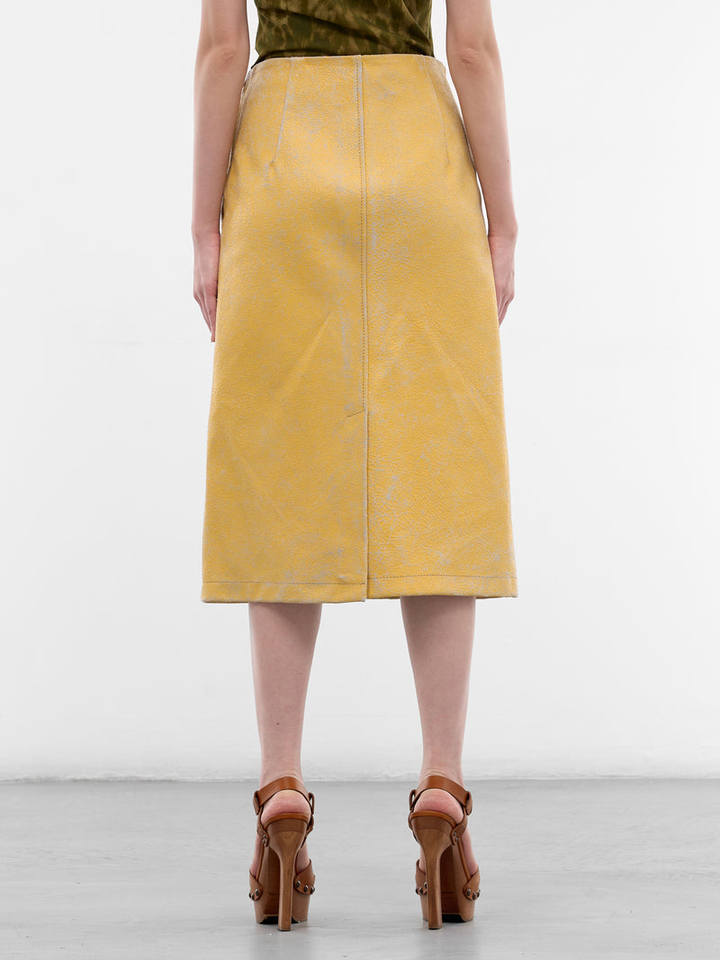 L-Erina Yellow Sheepskin Midi Skirt (A22882-0EGEQ-23TA-GOLDEN-YELLO)