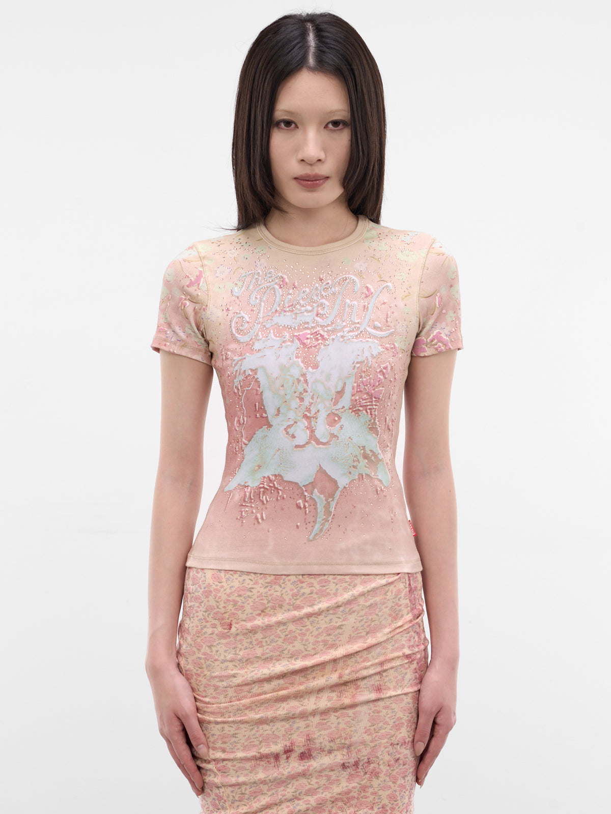 T-Bril Flocked Fur Graphic Tee (A23538-0BKCK-34VA-BLUSH)