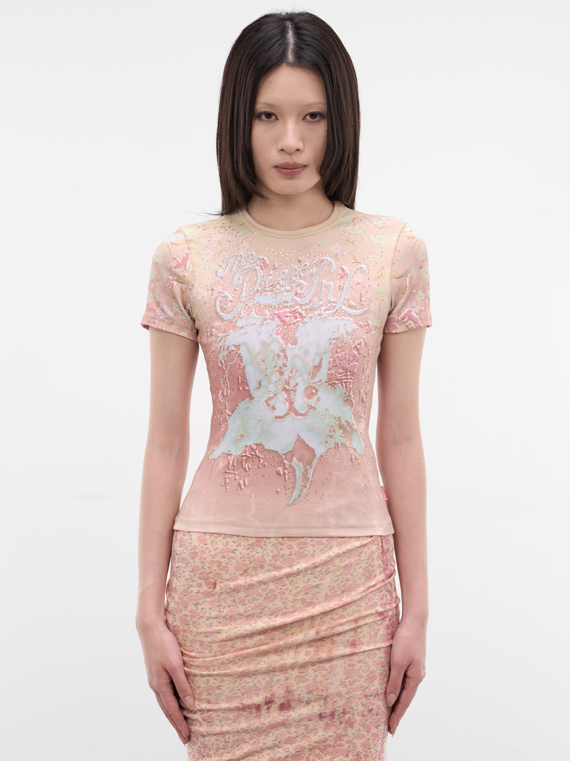 T-Bril Flocked Fur Graphic Tee (A23538-0BKCK-34VA-BLUSH)