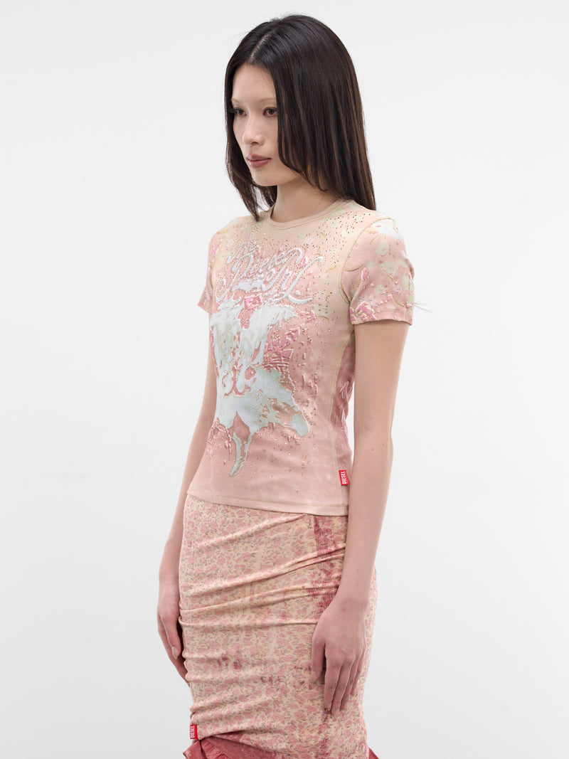 T-Bril Flocked Fur Graphic Tee (A23538-0BKCK-34VA-BLUSH)