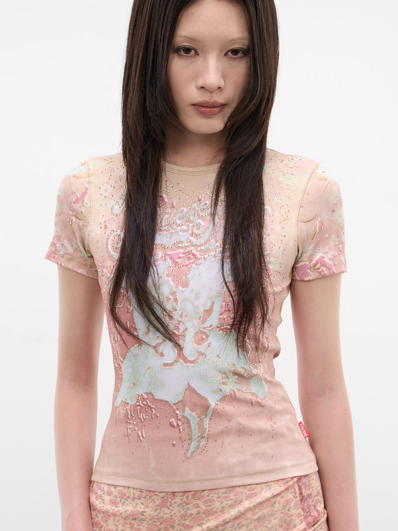 T-Bril Flocked Fur Graphic Tee (A23538-0BKCK-34VA-BLUSH)