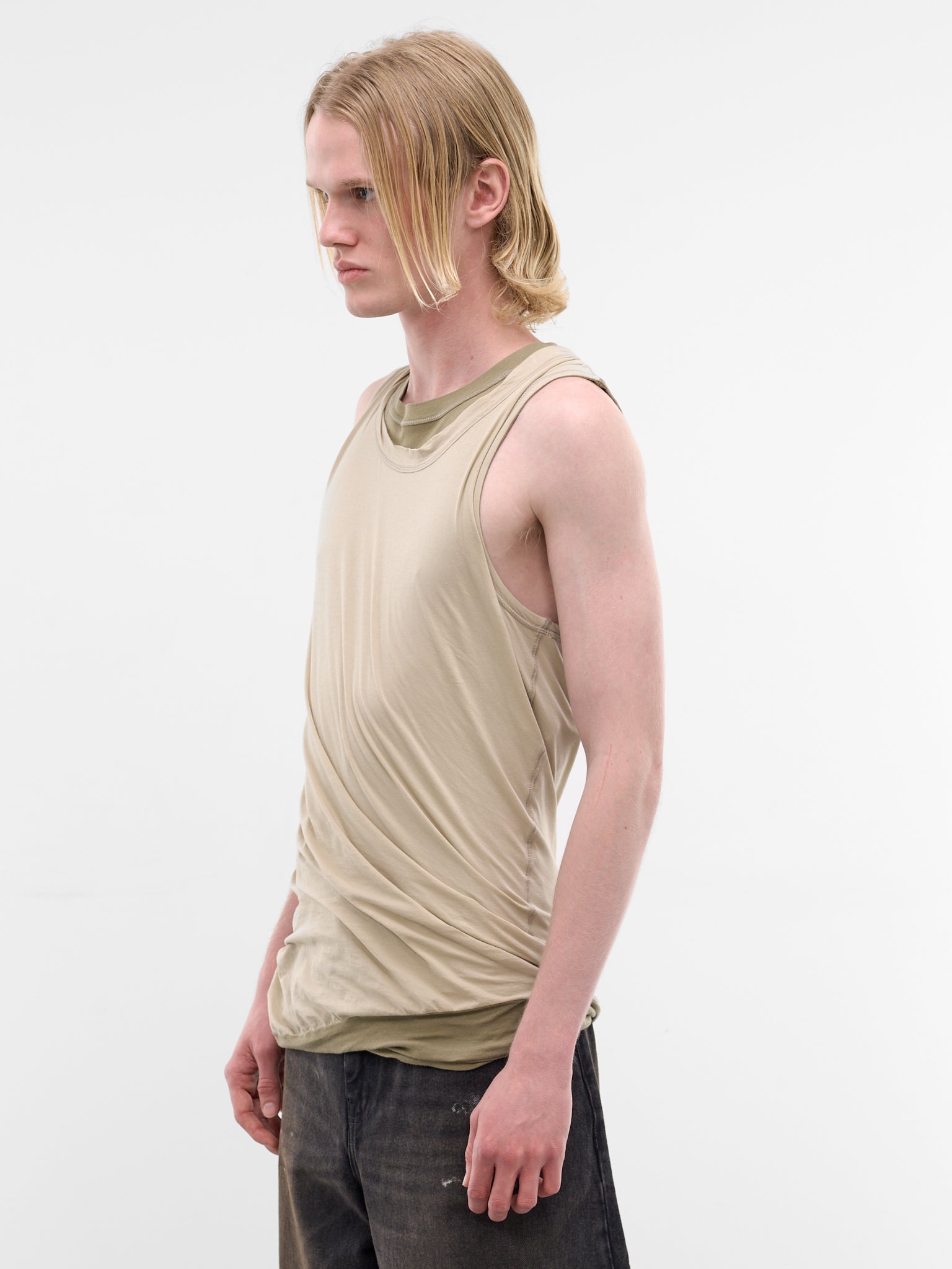 Beige Layered Twisted Tank Top (A23659-0DECQ-11CA-WHITE)