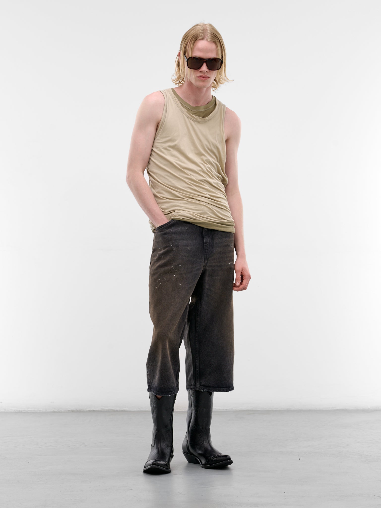 Beige Layered Twisted Tank Top (A23659-0DECQ-11CA-WHITE)