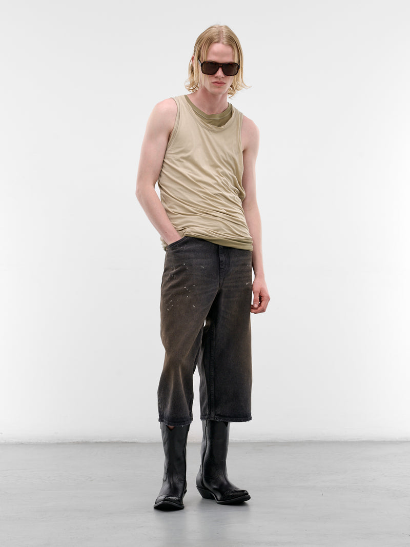 Beige Layered Twisted Tank Top (A23659-0DECQ-11CA-WHITE)