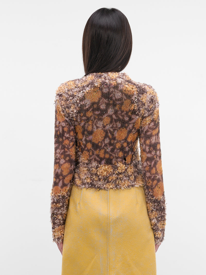 M-Linnea Linen Crystal Cropped Cardigan (A23700-0PLDG-7EU-BROWN)