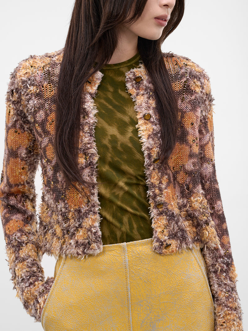 M-Linnea Linen Crystal Cropped Cardigan (A23700-0PLDG-7EU-BROWN)