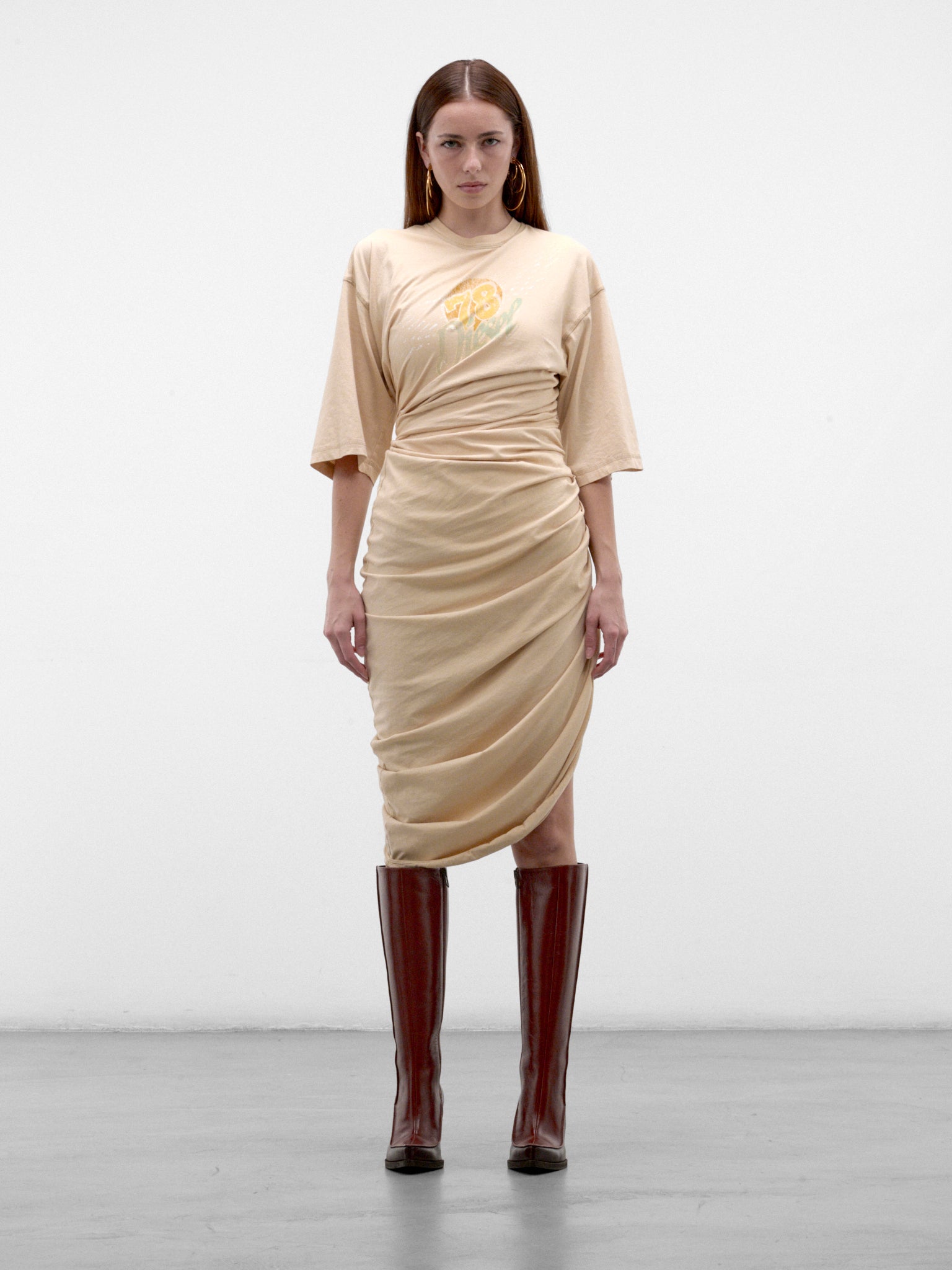 Ivory D-Virta Ruched Midi Dress (A25156-D-VIRTA-IVORY)