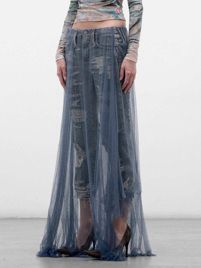 Blue D-Aisi Layered Skirt Jeans (A25248-D-AISI-DENIM-BLUE)