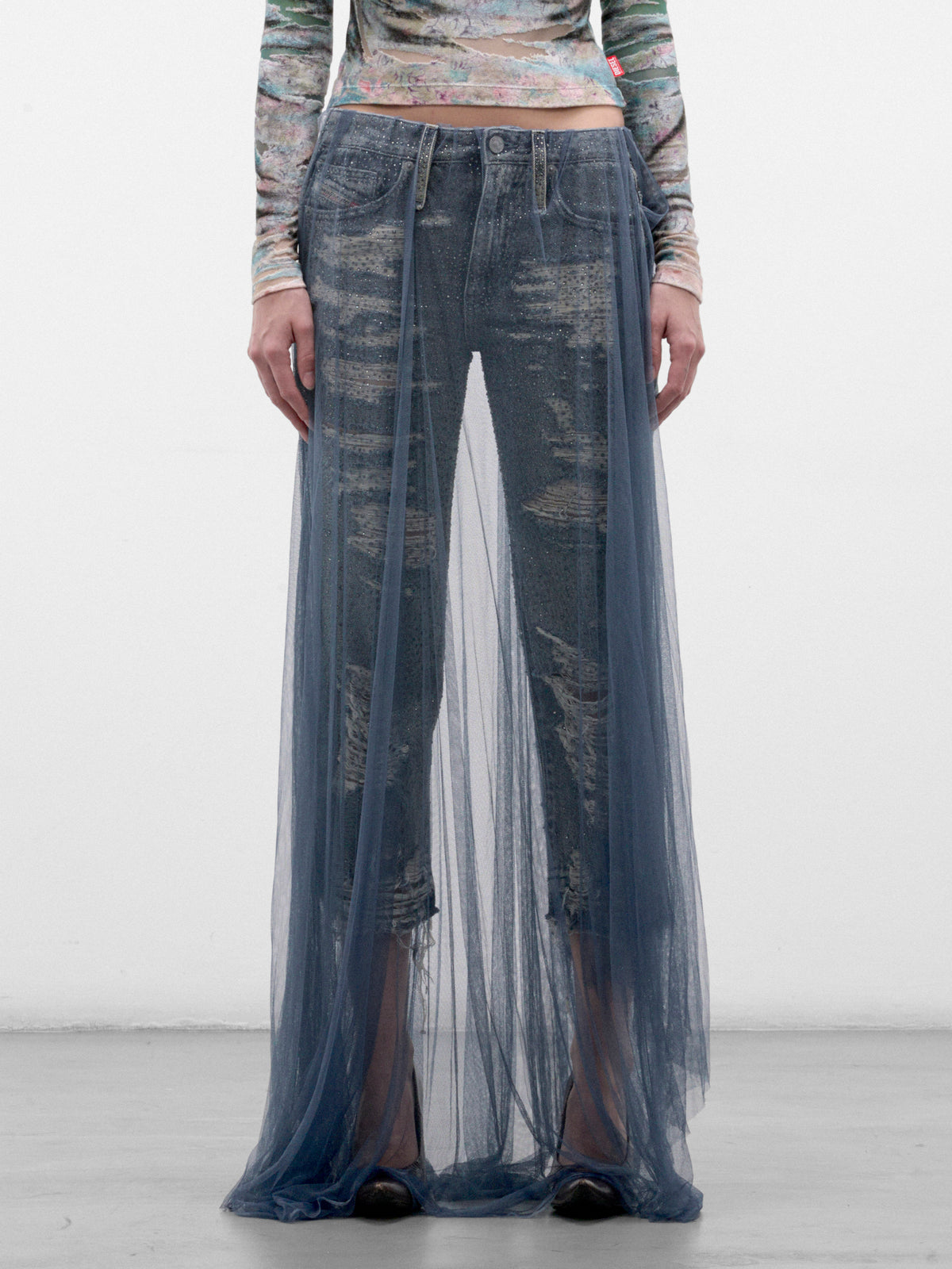 Blue D-Aisi Layered Skirt Jeans (A25248-D-AISI-DENIM-BLUE)