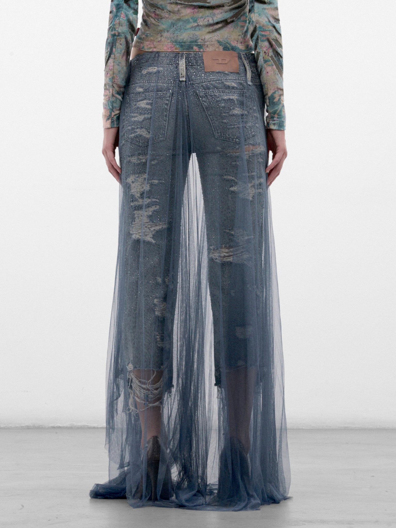 Blue D-Aisi Layered Skirt Jeans (A25248-D-AISI-DENIM-BLUE)