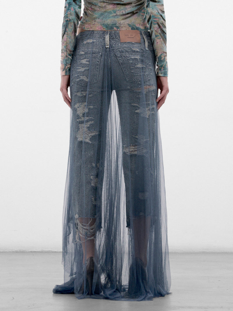 Blue D-Aisi Layered Skirt Jeans (A25248-D-AISI-DENIM-BLUE)
