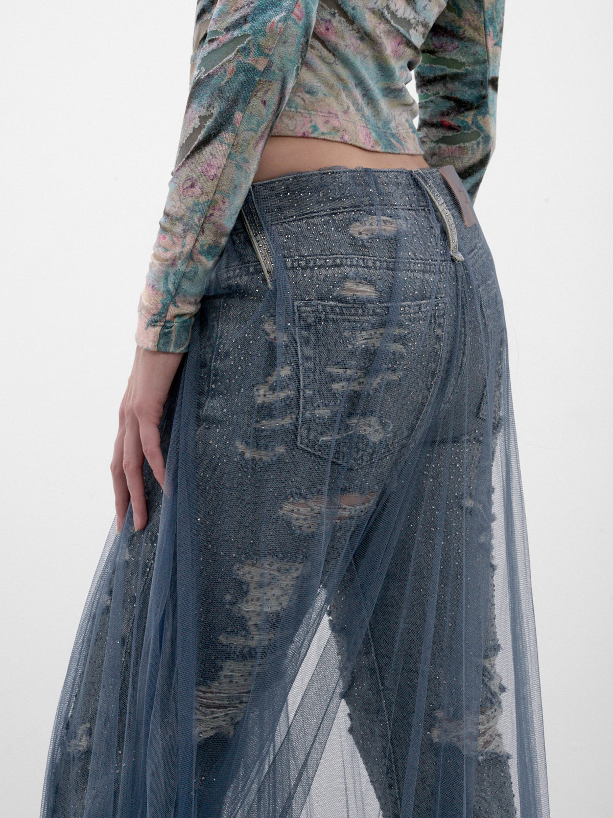 Blue D-Aisi Layered Skirt Jeans (A25248-D-AISI-DENIM-BLUE)