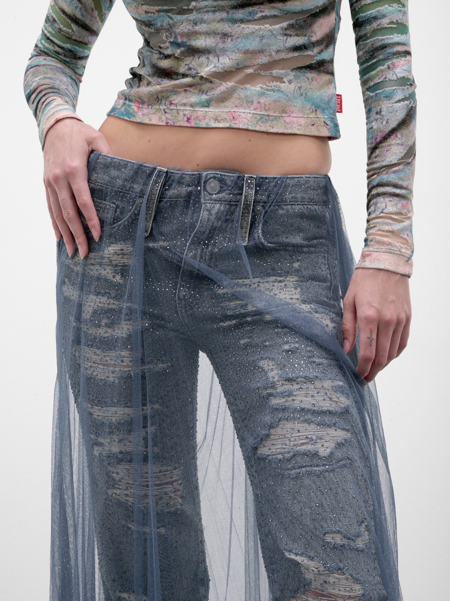 Blue D-Aisi Layered Skirt Jeans (A25248-D-AISI-DENIM-BLUE)