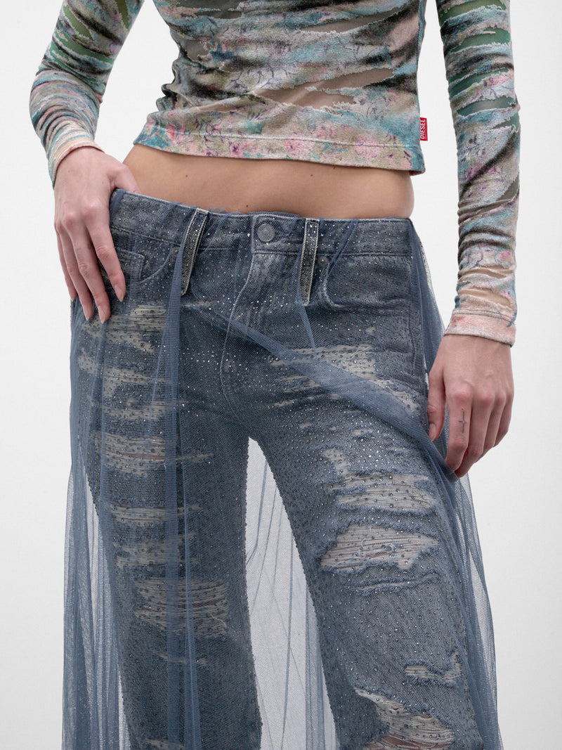 Blue D-Aisi Layered Skirt Jeans (A25248-D-AISI-DENIM-BLUE)
