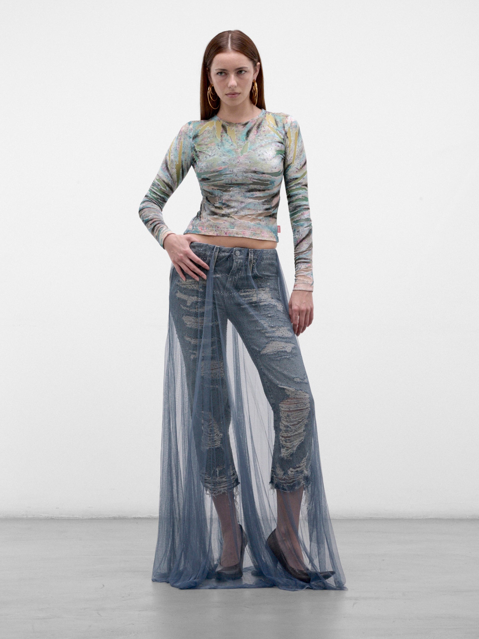 Blue D-Aisi Layered Skirt Jeans (A25248-D-AISI-DENIM-BLUE)