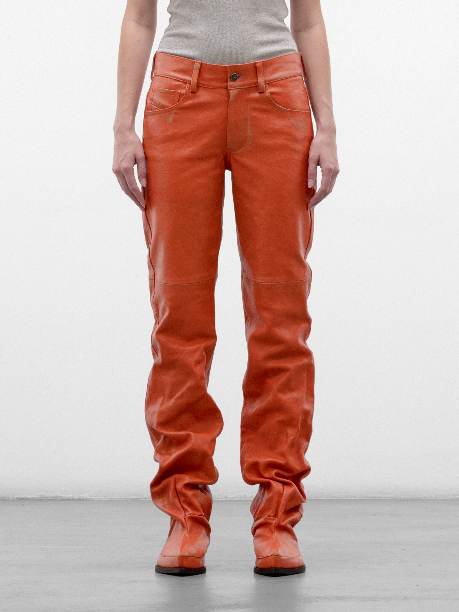Orange L-Boot Leather Jeans (A25676-L-BOOT-ORANGE)