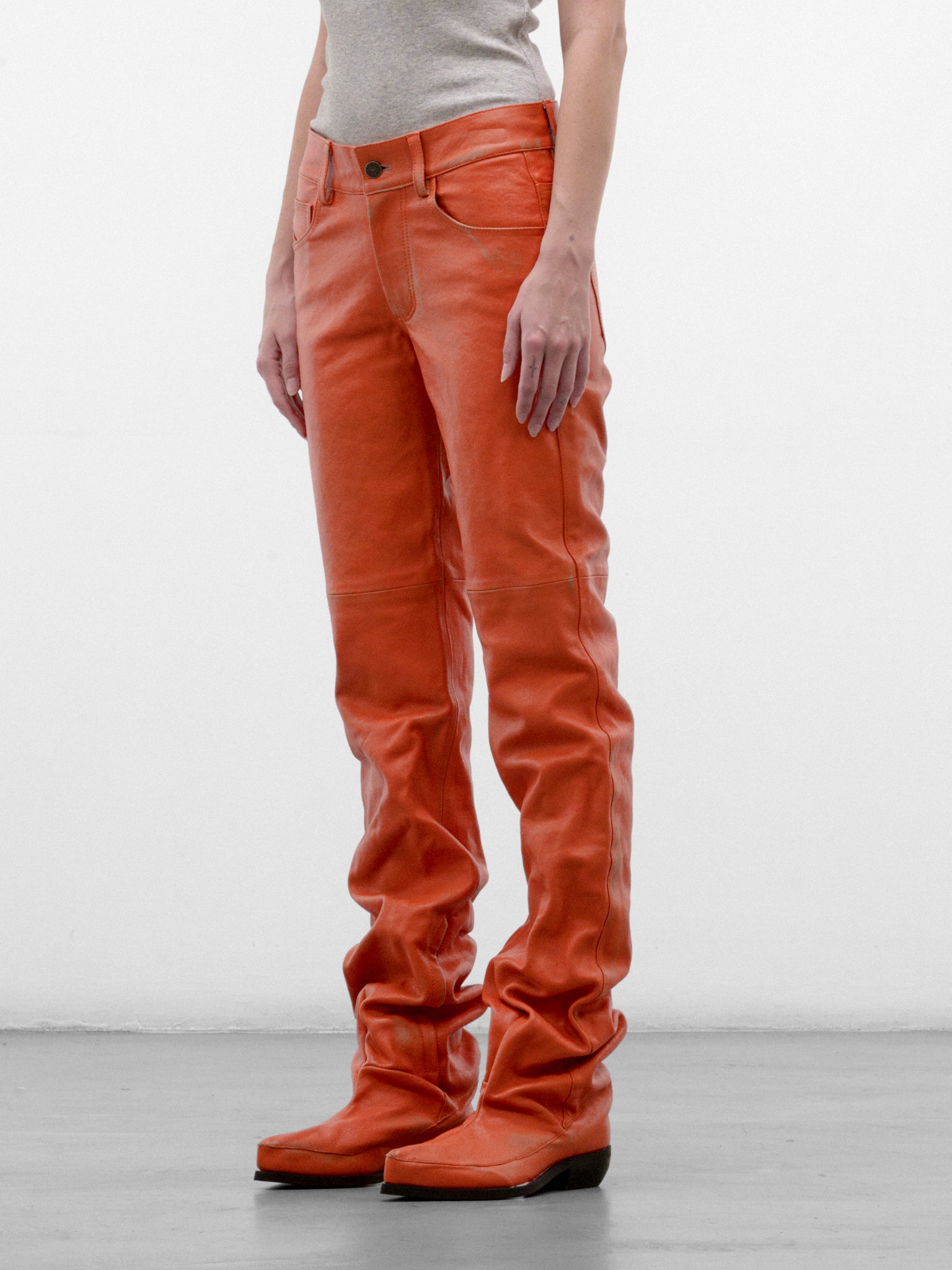 Orange L-Boot Leather Jeans (A25676-L-BOOT-ORANGE)