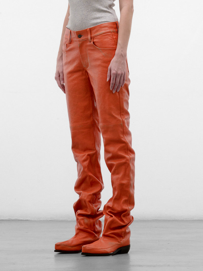 Orange L-Boot Leather Jeans (A25676-L-BOOT-ORANGE)