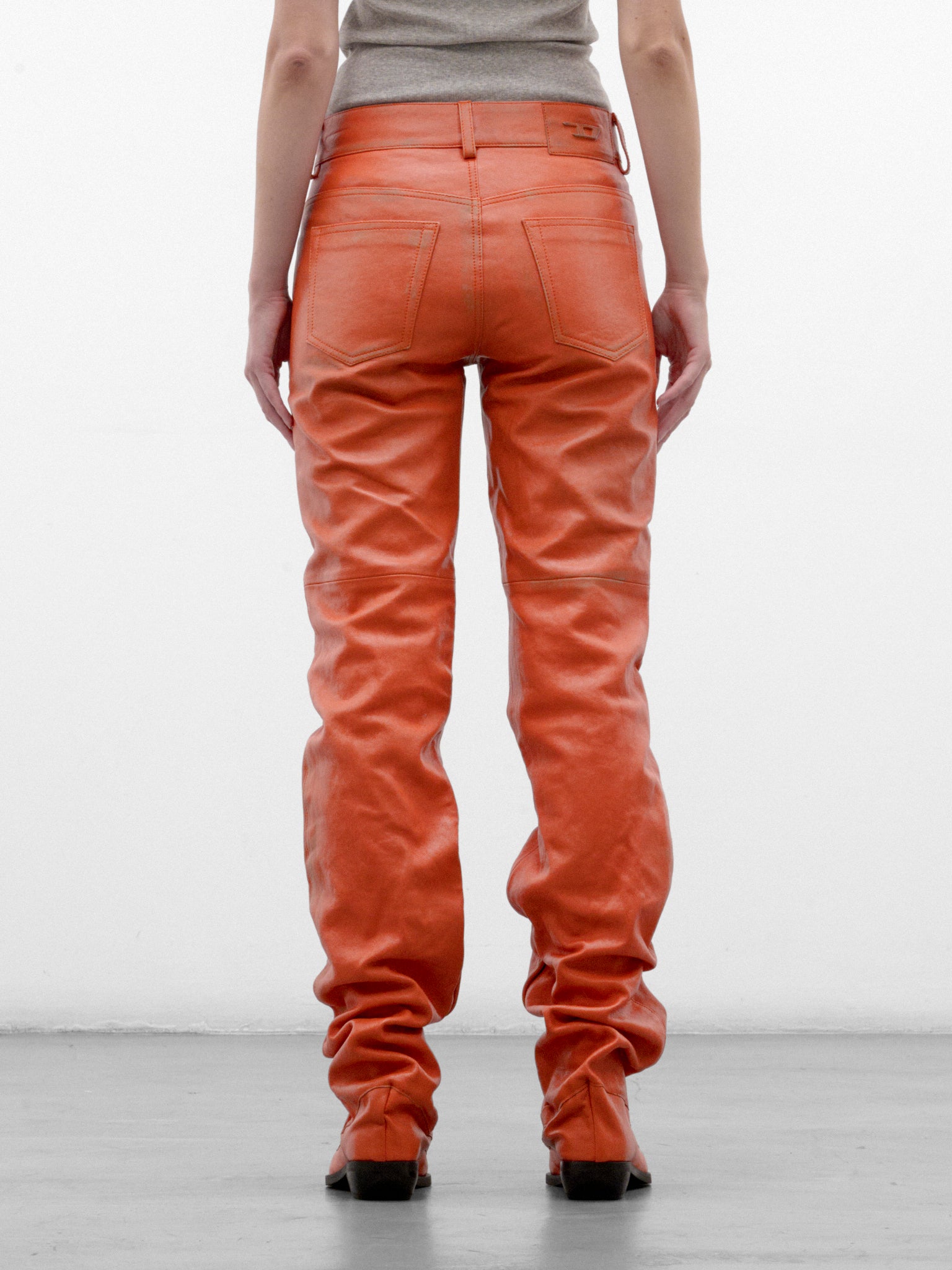 Orange L-Boot Leather Jeans (A25676-L-BOOT-ORANGE)