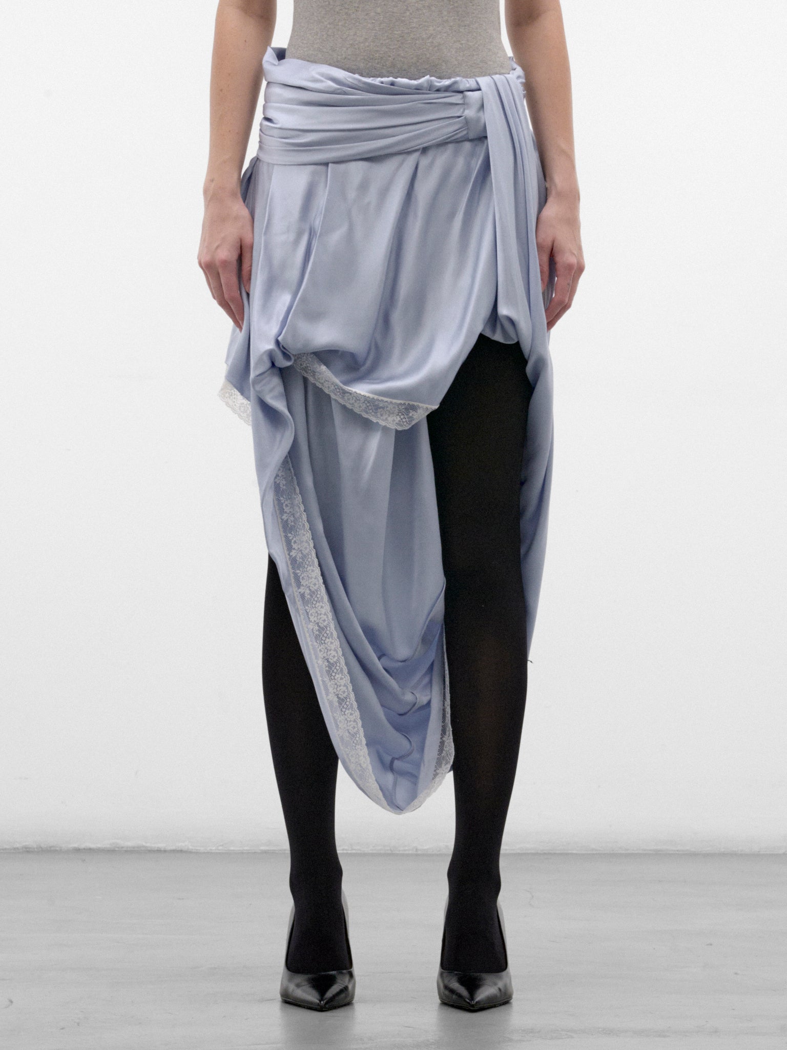 Blue O-Wanda Draped Midi Skirt (A25884-O-WANDA-POWDER-BLUE)