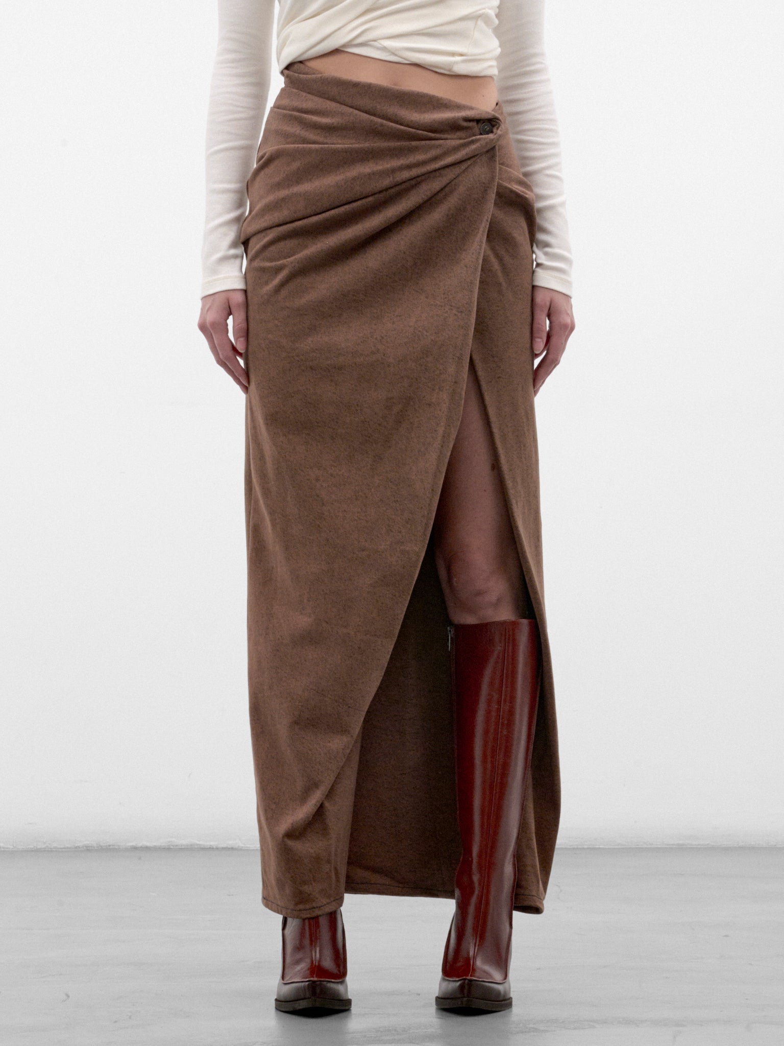 Brown De-Dasli Denim Maxi Skirt (A26051-DE-DASLI-FSJ1-BROWN)