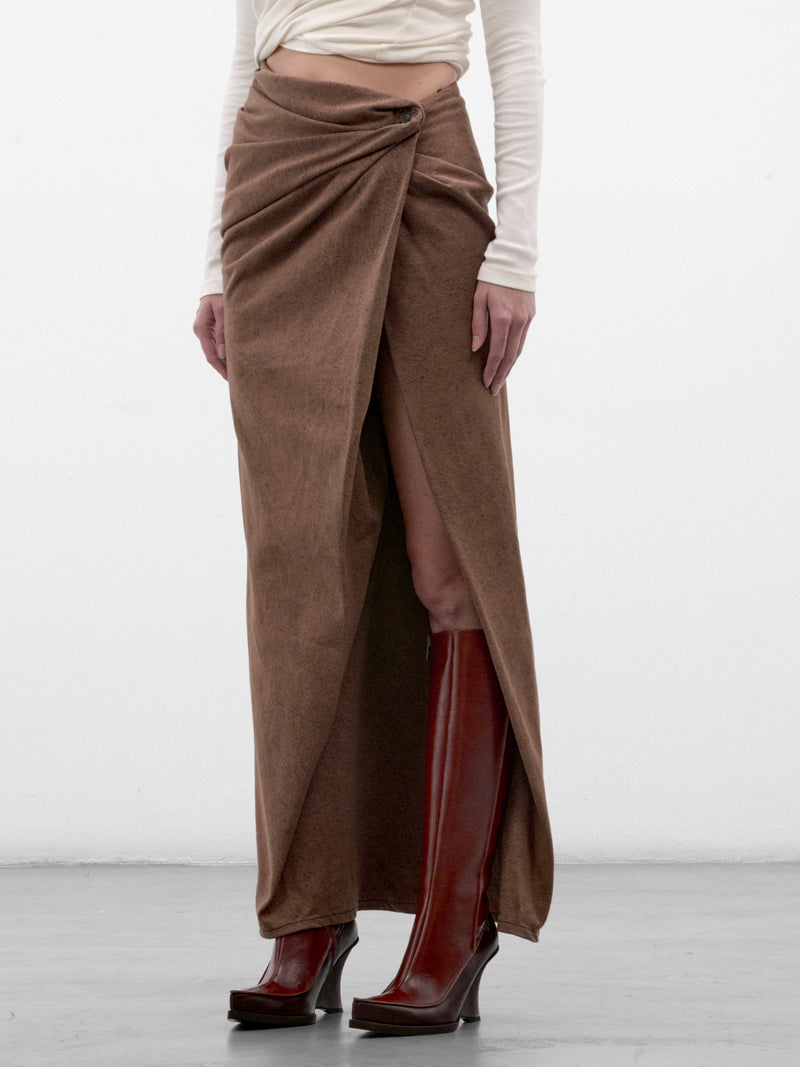 Brown De-Dasli Denim Maxi Skirt (A26051-DE-DASLI-FSJ1-BROWN)