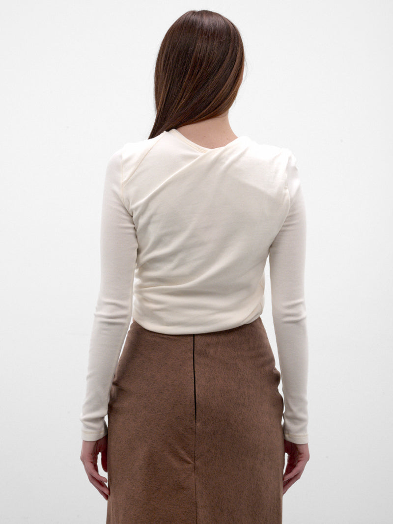 White T-Asay Draped Long Sleeve (A26071-T-ASAY-OFF-WHITE)
