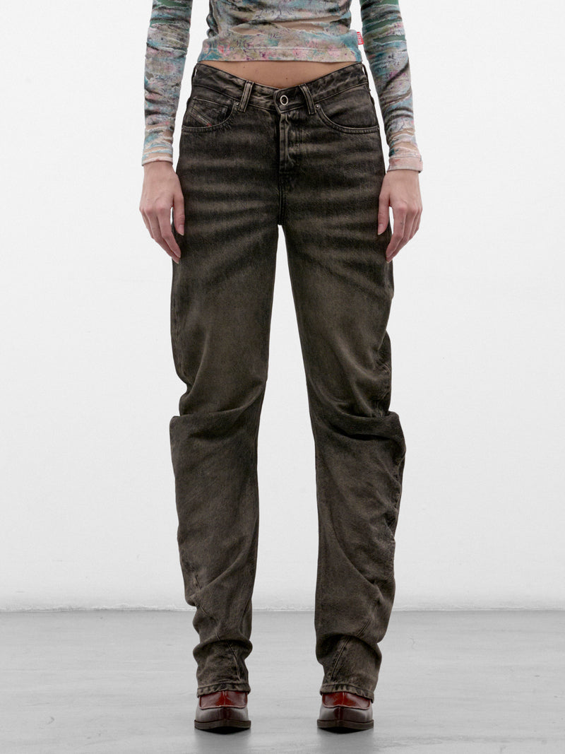 Black D-Twisty Curved Jeans (A26123-D-TWISTY-WASHED-BLACK)
