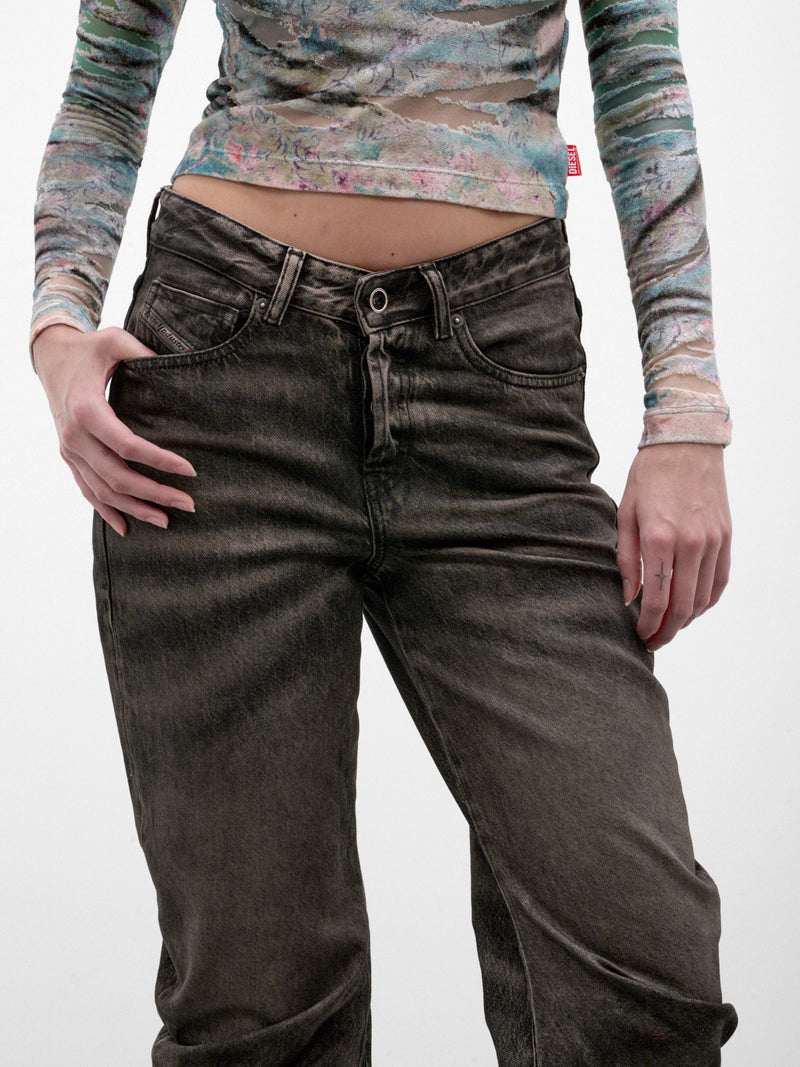 Black D-Twisty Curved Jeans (A26123-D-TWISTY-WASHED-BLACK)