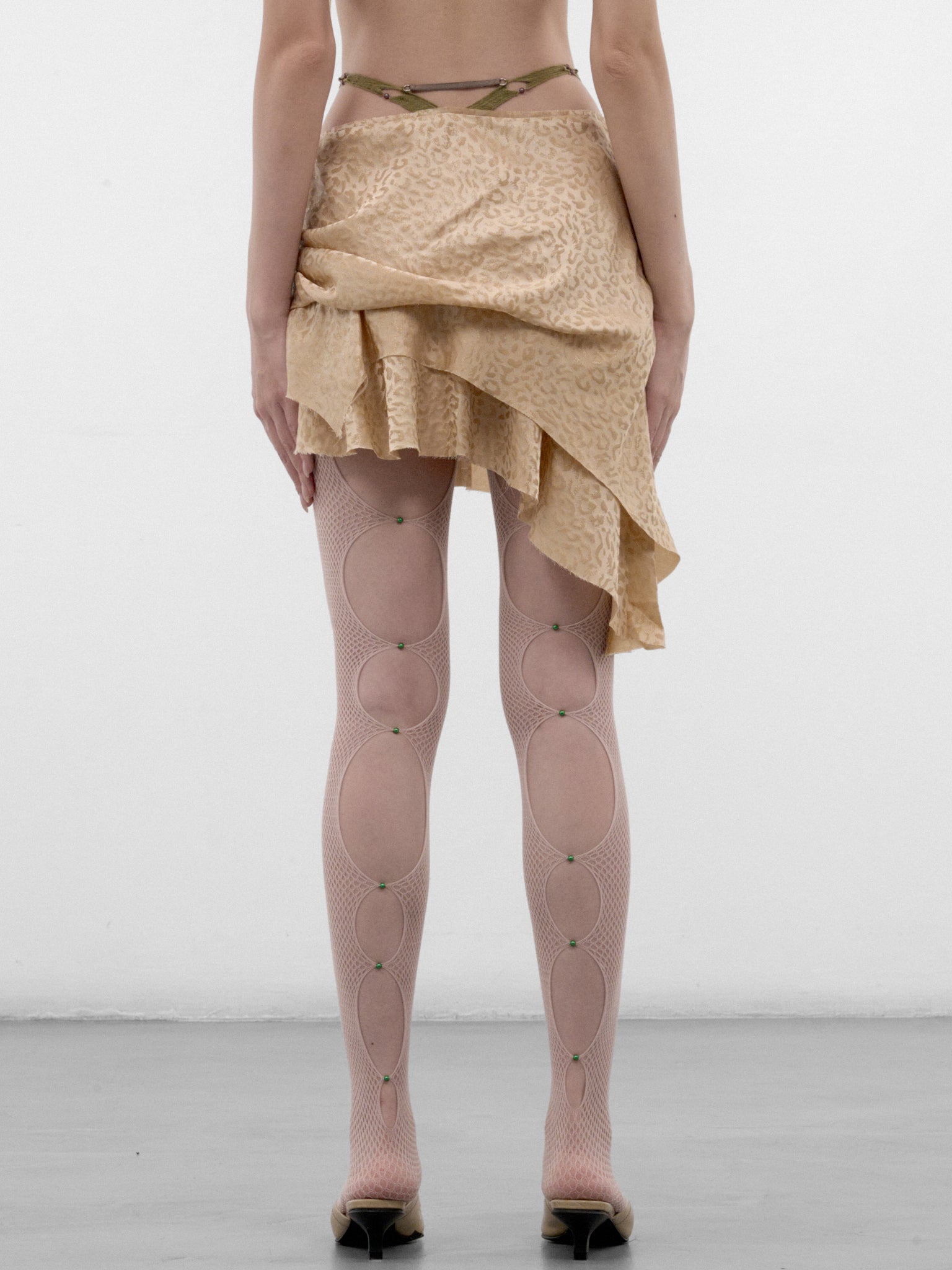 Leopard Silk G-String Mini Skirt (A26WV03C-CHAMPAGNE)