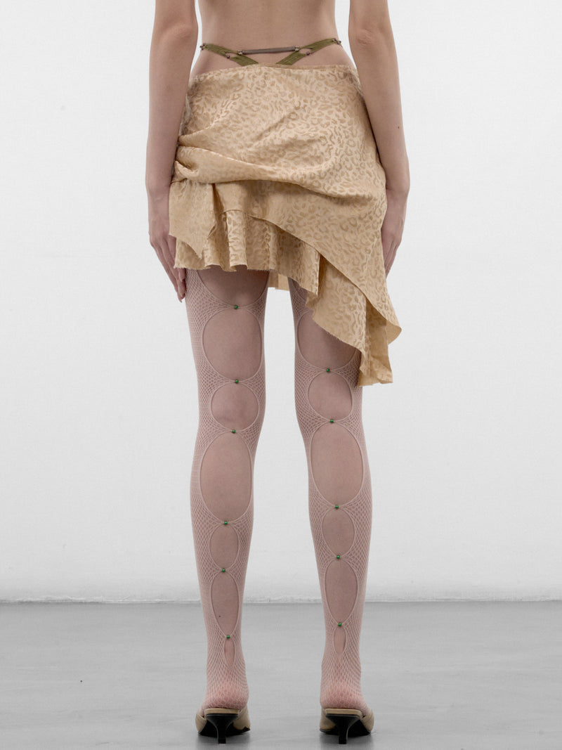 Leopard Silk G-String Mini Skirt (A26WV03C-CHAMPAGNE)