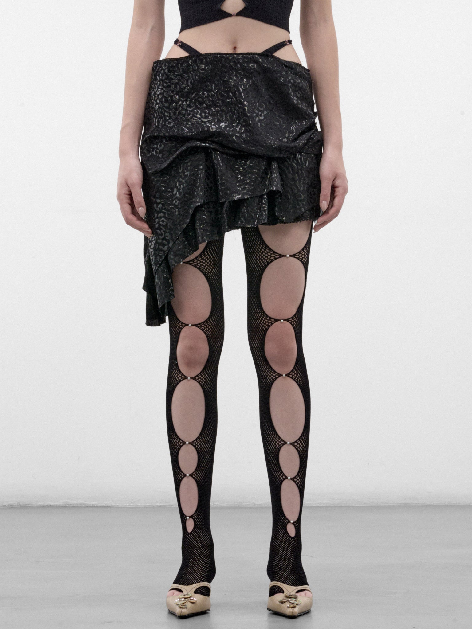 Leopard Silk G-String Mini Skirt (A26WV03O-ONYX)