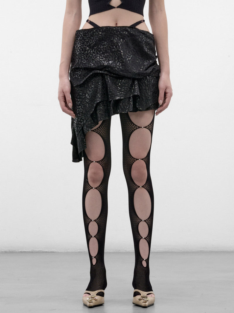 Leopard Silk G-String Mini Skirt (A26WV03O-ONYX)