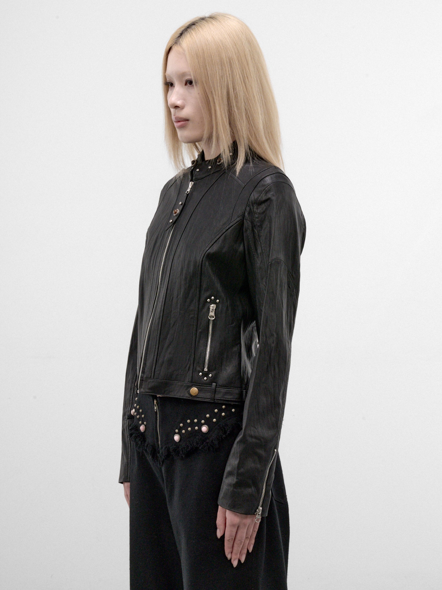 Onyx Rivet Leather Jacket (A26WV16O-ONYX)